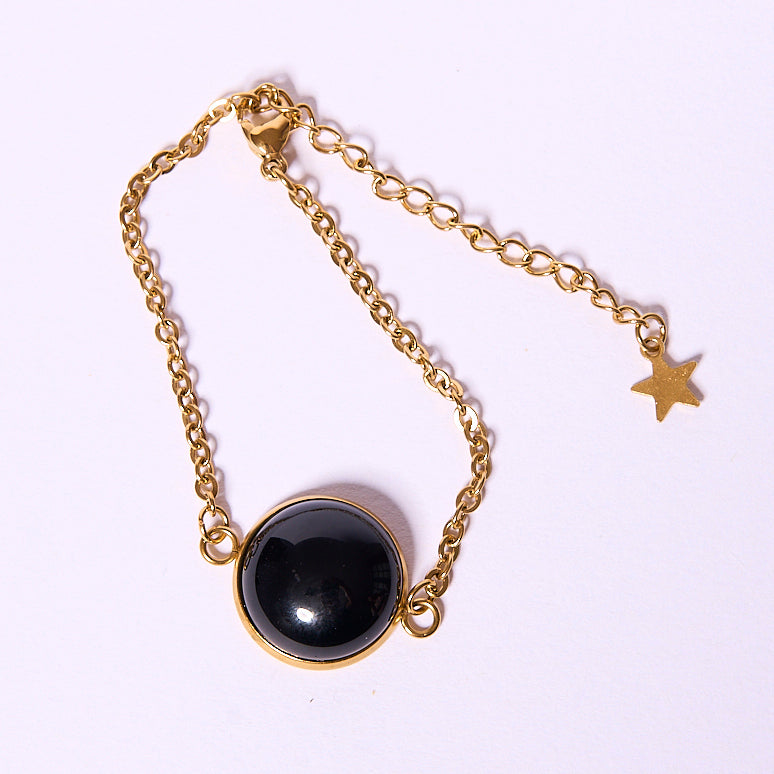 Bracelet en pierre minérale Agate noire