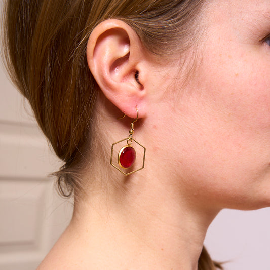 Boucles d'oreilles hexagonales