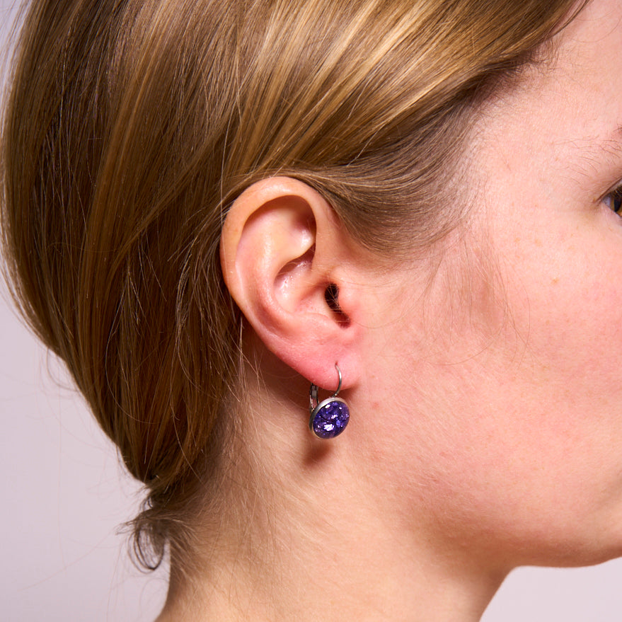 Boucle d'oreilles dormeuses cristaux de verre