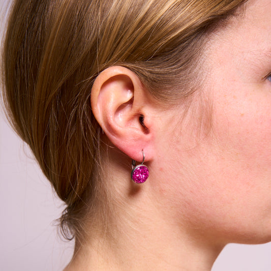 Boucle d'oreilles dormeuses cristaux de verre