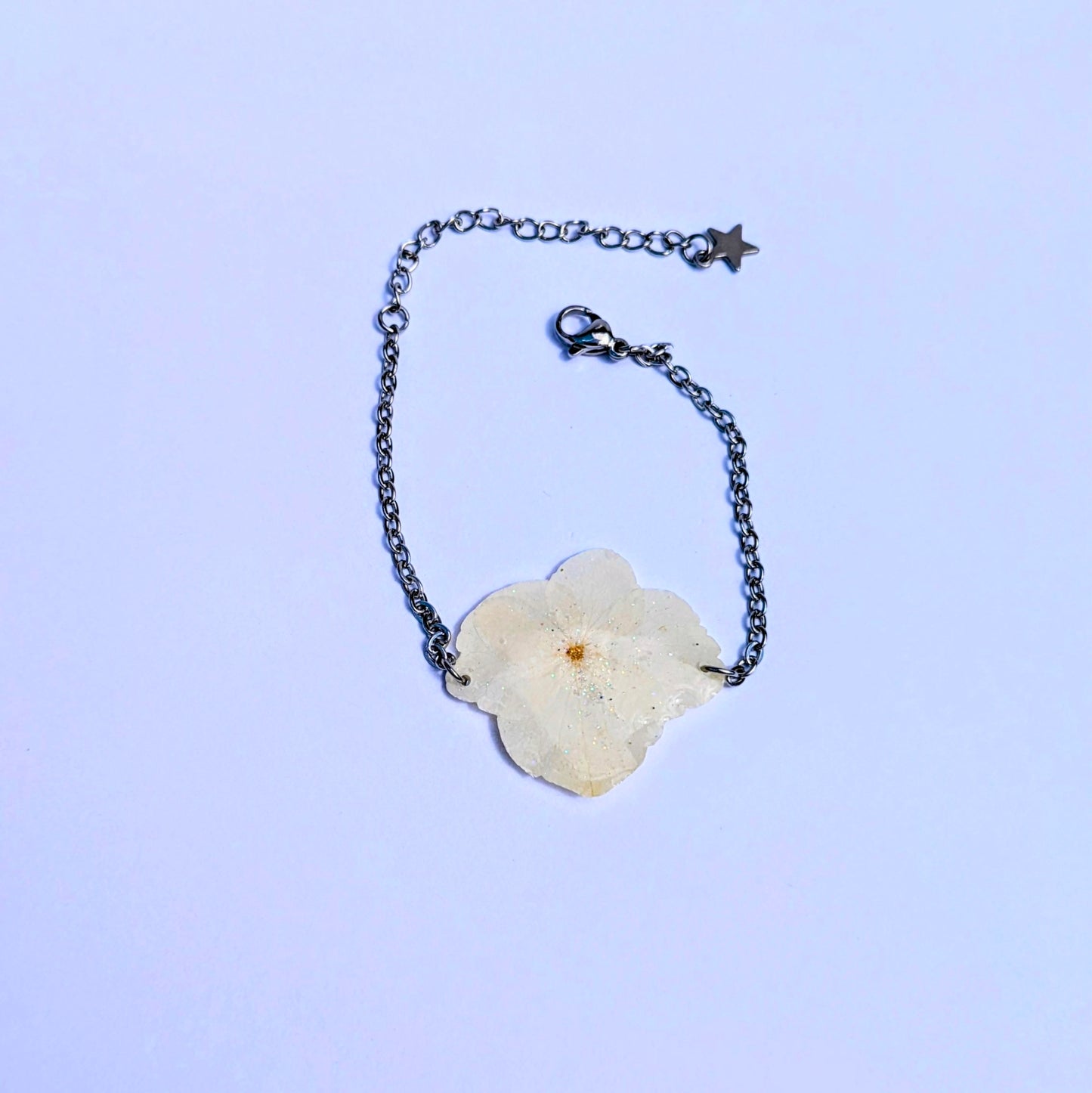 Bracelet fleur d'hortensia blanche