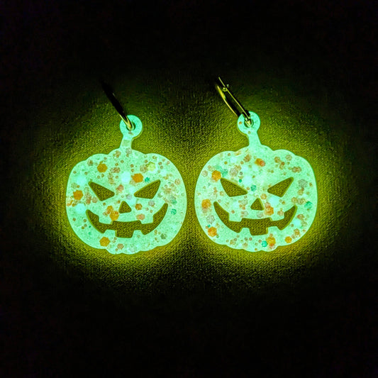 Boucle d'oreilles interchangeable citrouille maléfique (phosphorescente)