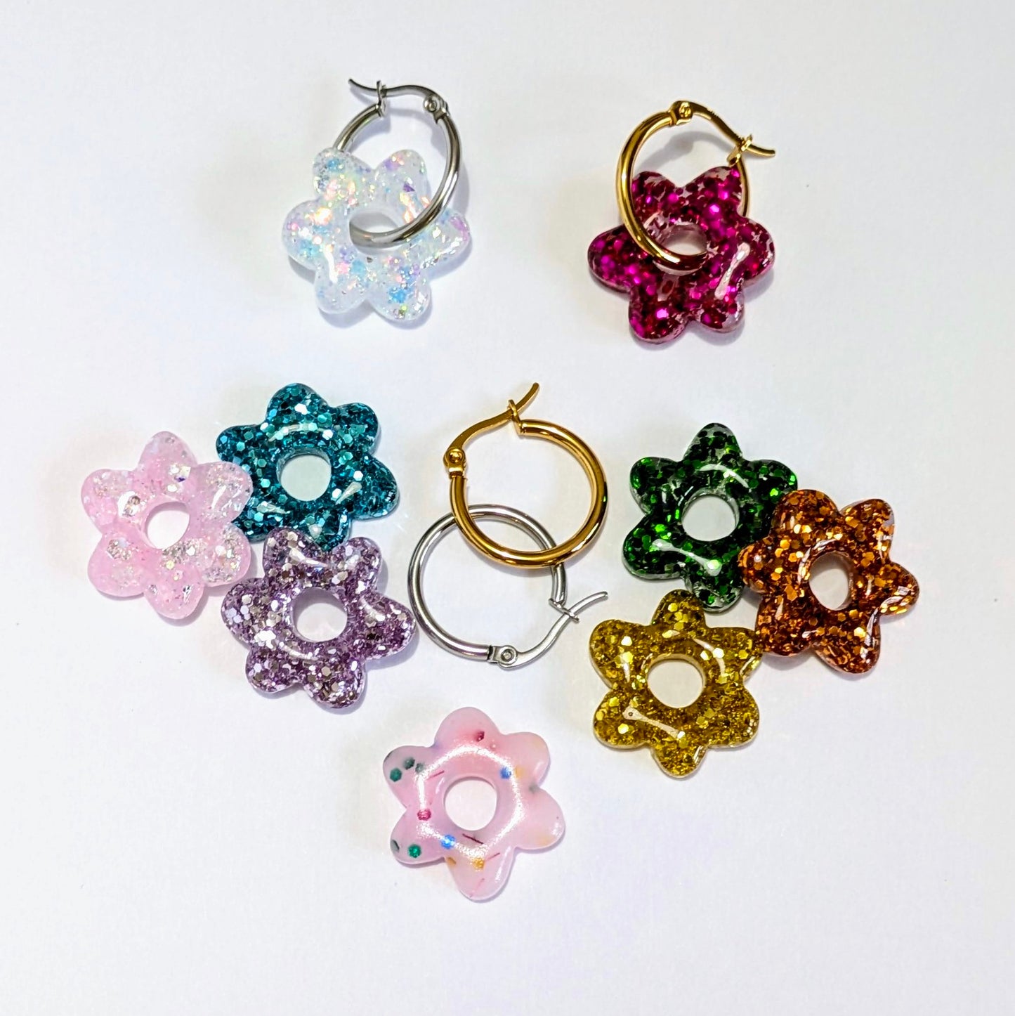 Boucles d'oreilles interchangeables fleurette Brillantes