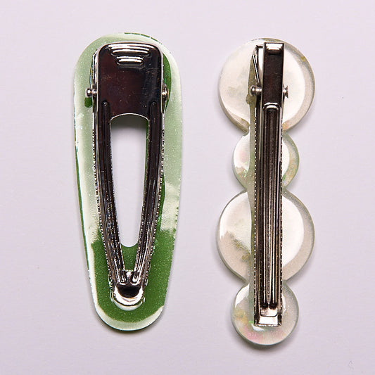 barrettes cheveux en résine femme verte