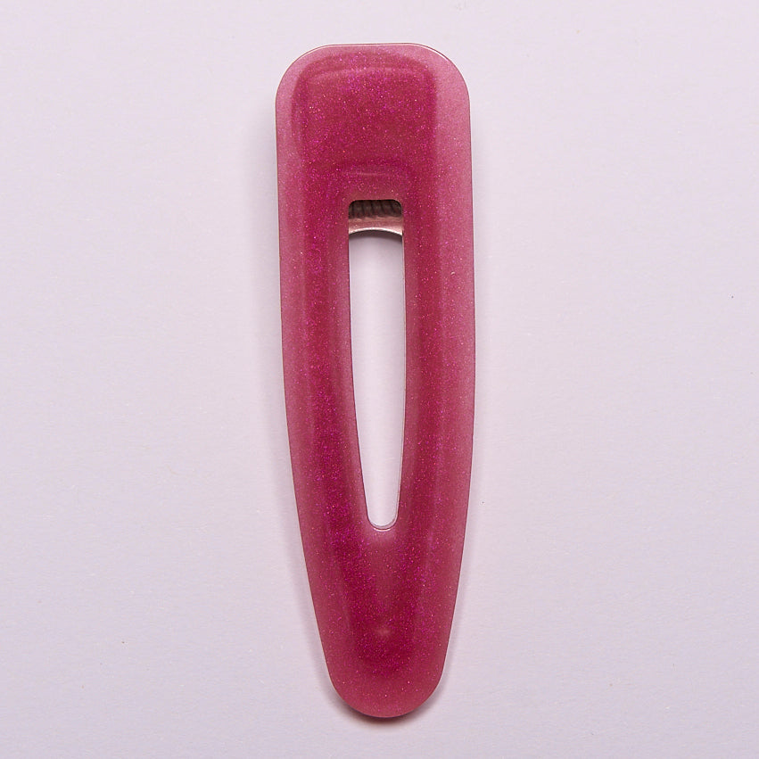 barrette à cheveux en résine artisanale rose nacrée