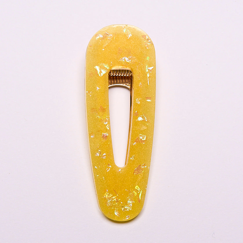 barrette en résine jaune pailletée