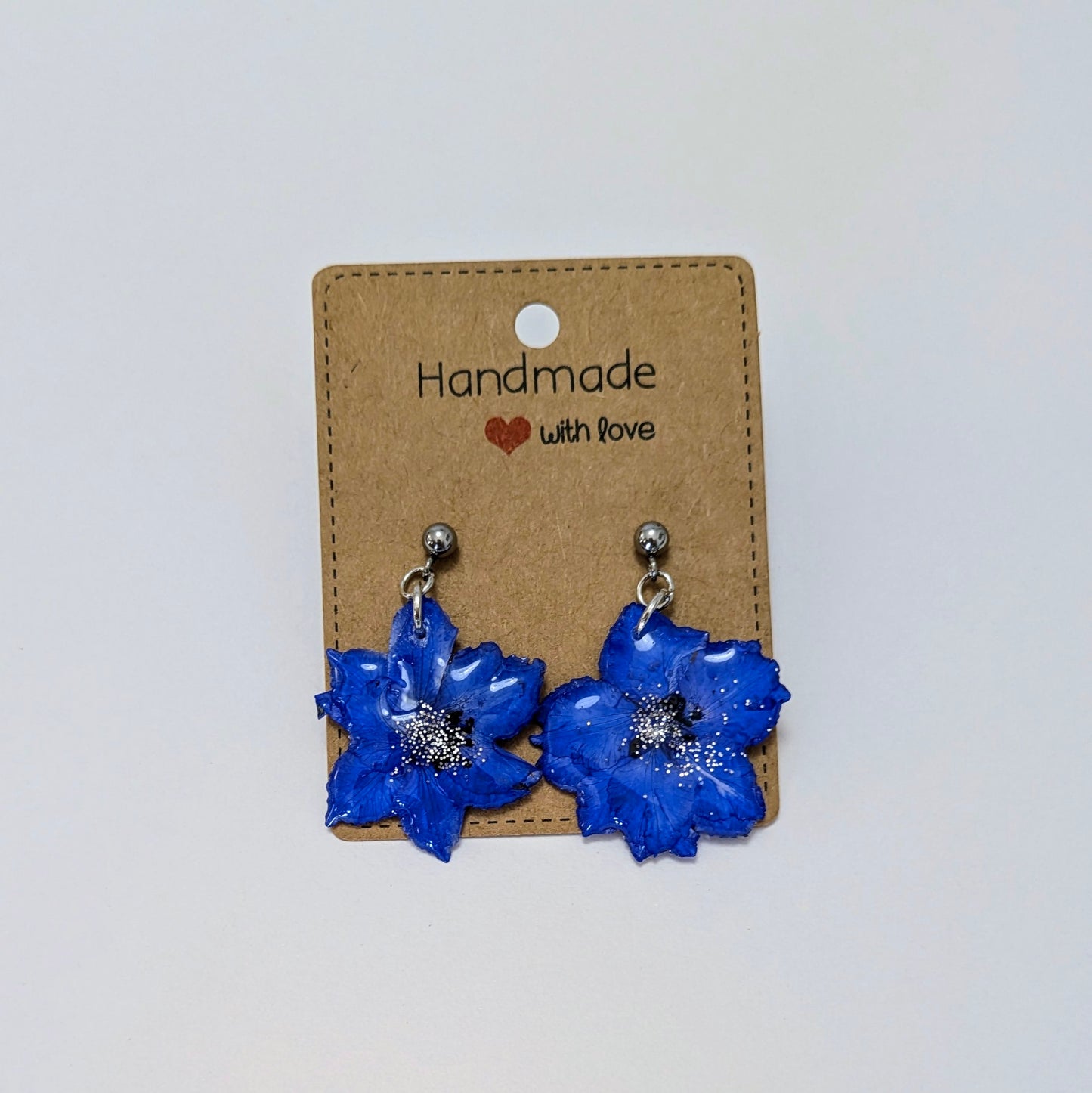 Boucle d'oreilles hortensia bleu belle de nuit