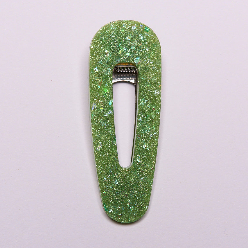 pince à cheveux femme verte pailletée